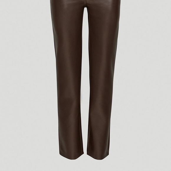 Aritzia Melina High-waisted, Vegan Leather pants in Rich Mocha Brown, Size 2 - Picture 5 of 10